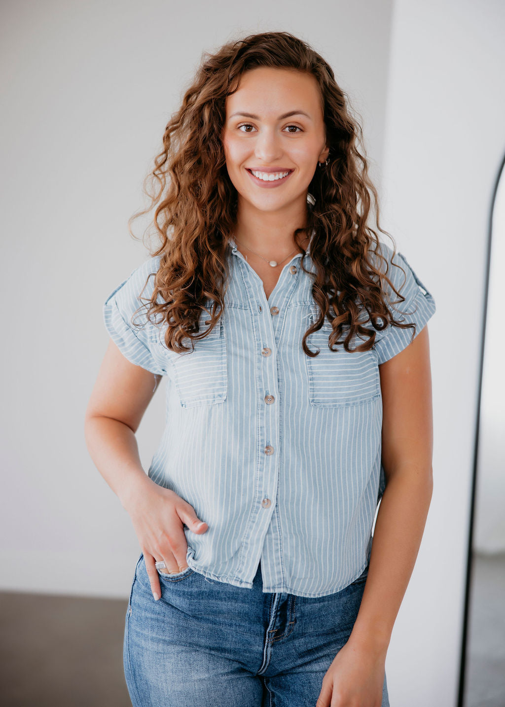 Ellie Striped Button Down Top