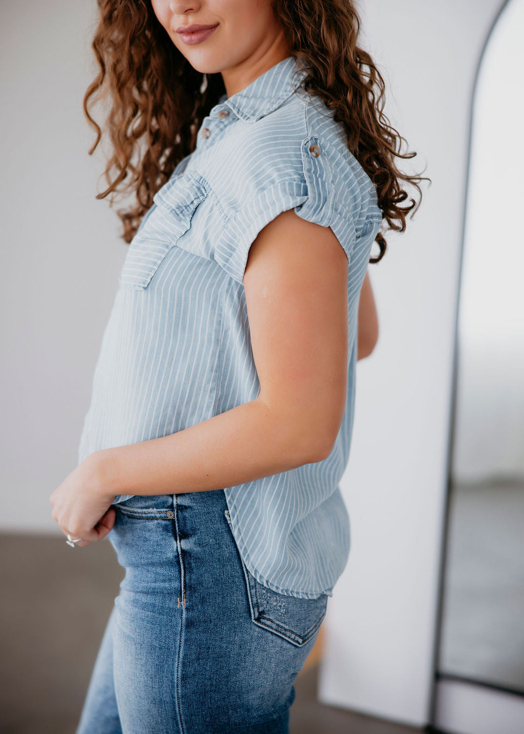 Ellie Striped Button Down Top