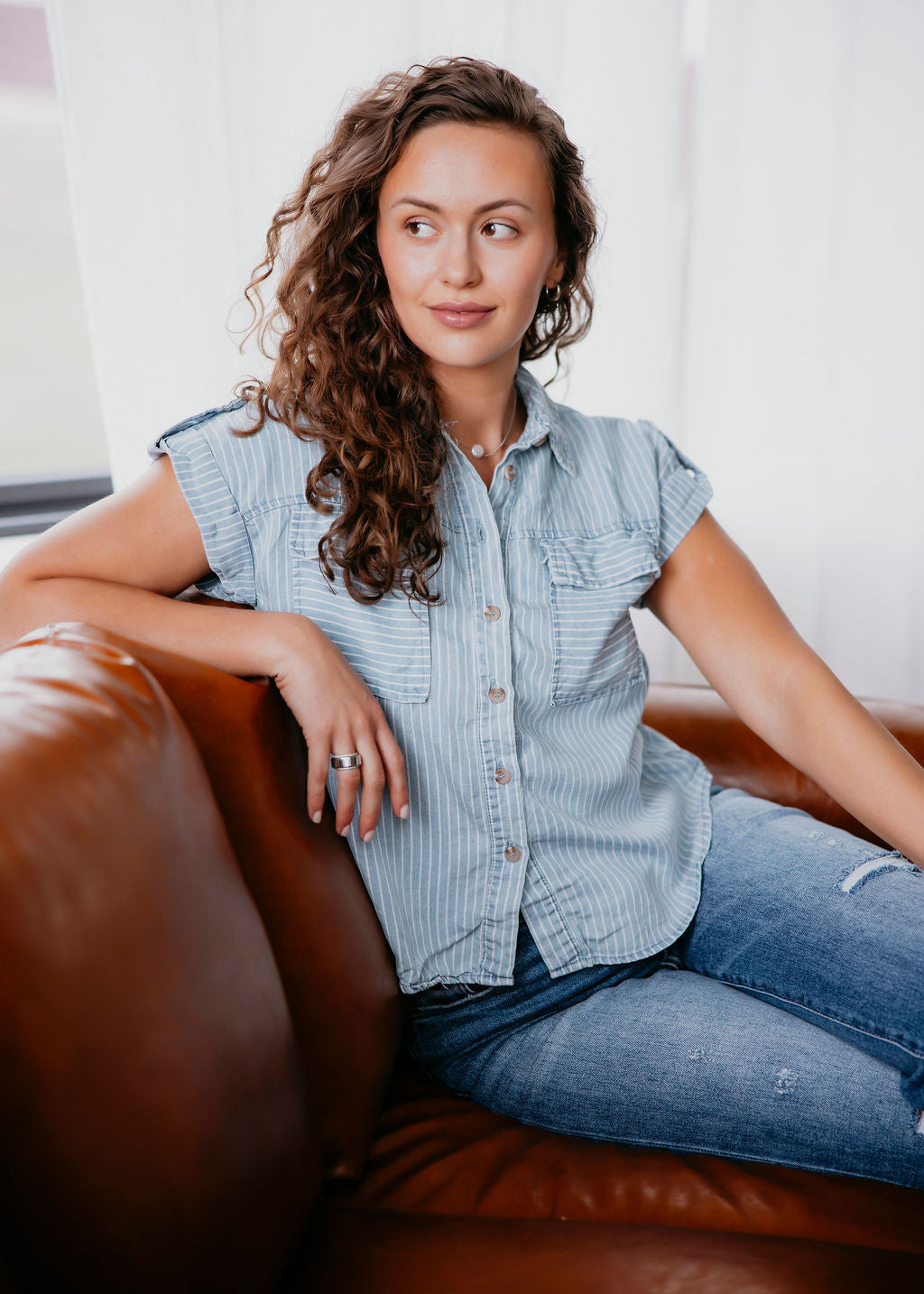 Ellie Striped Button Down Top