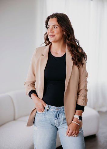 Leyla Ruched Sleeve Blazer