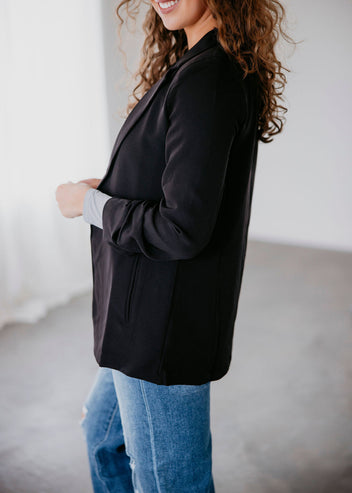 Leyla Ruched Sleeve Blazer