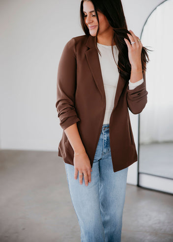 Leyla Ruched Sleeve Blazer