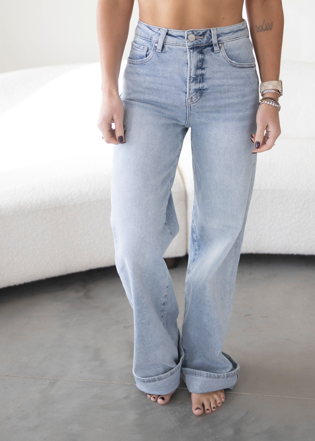 image of Demy Risen Wide Cuffed Jeans