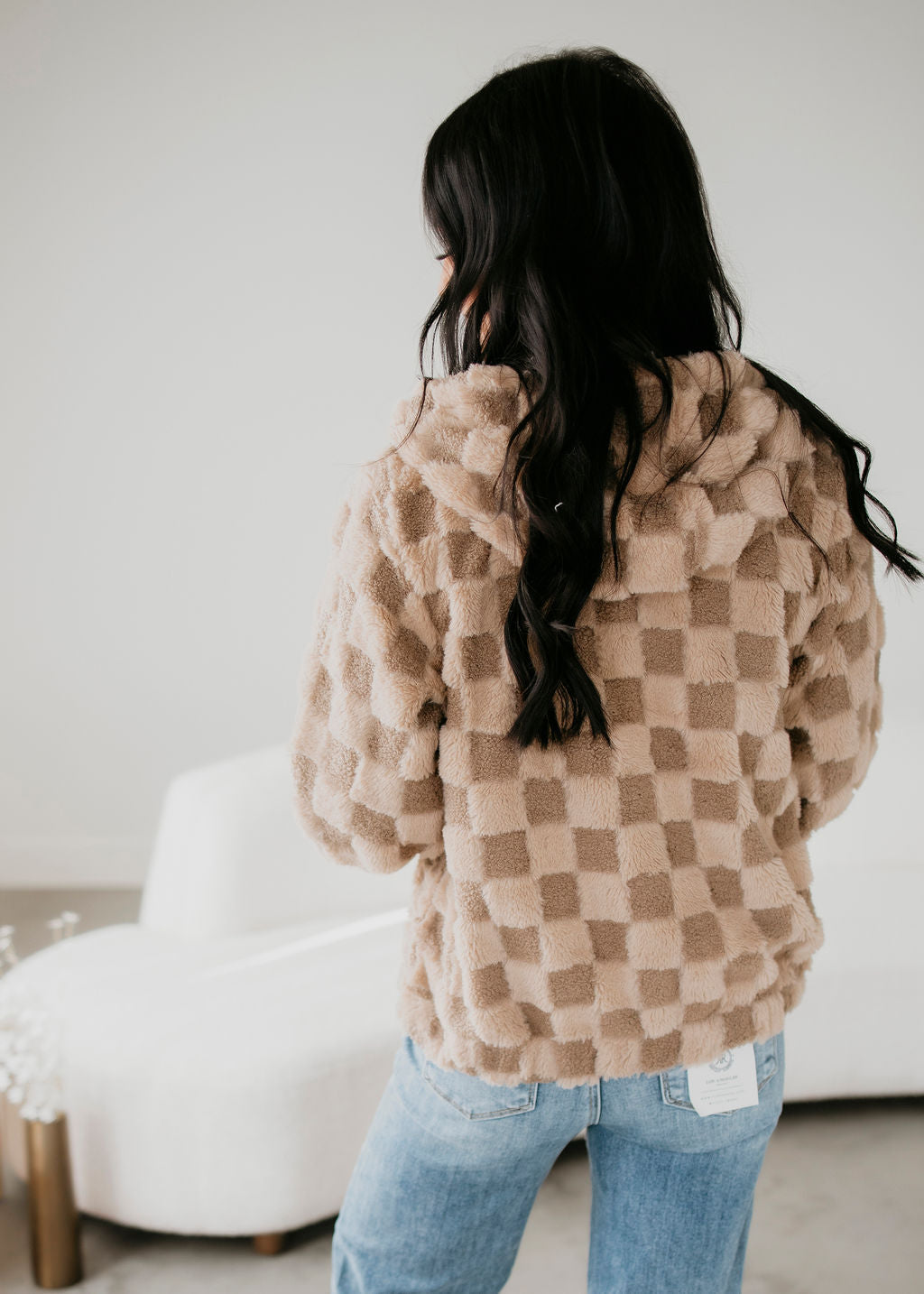 Izzie Checkered Sherpa Hoodie