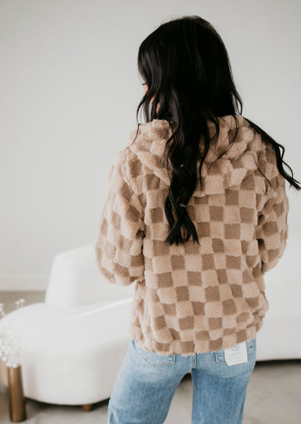 Izzie Checkered Sherpa Hoodie