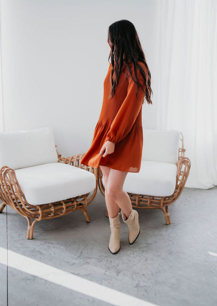 Willa Pleated Long Sleeve Dress