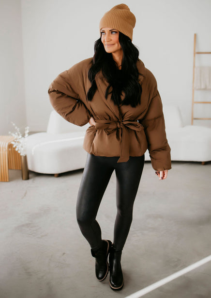 Waist puffer jacket sales