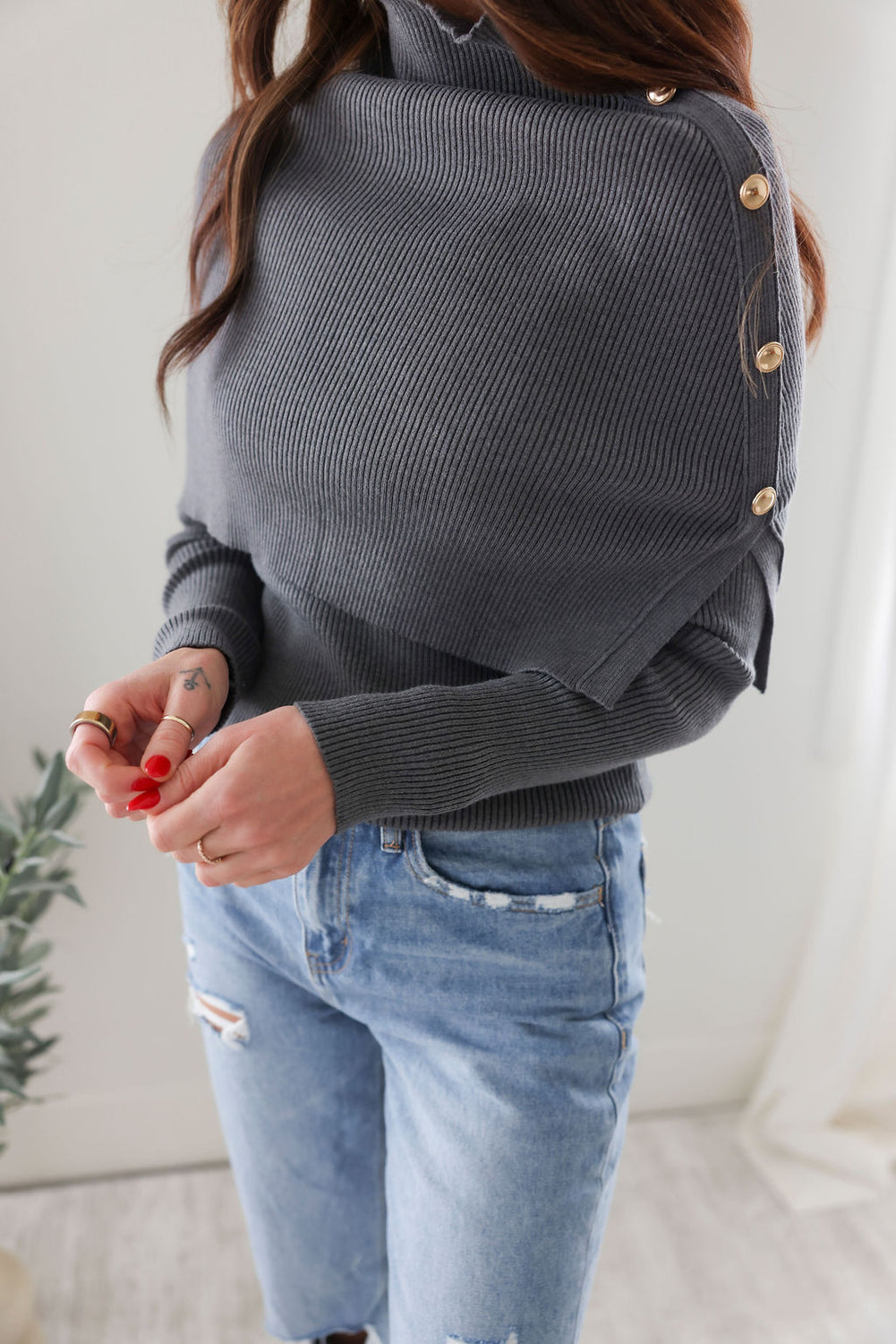 Sutton Ribbed Shawl Sweater