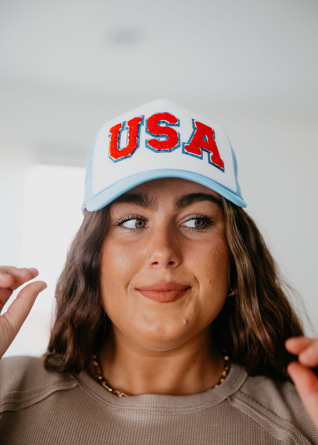 image of USA Chenille Patch Trucker Hat