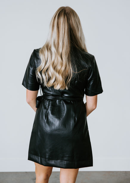 Ivy Faux Leather Wrap Dress – Lauriebelles