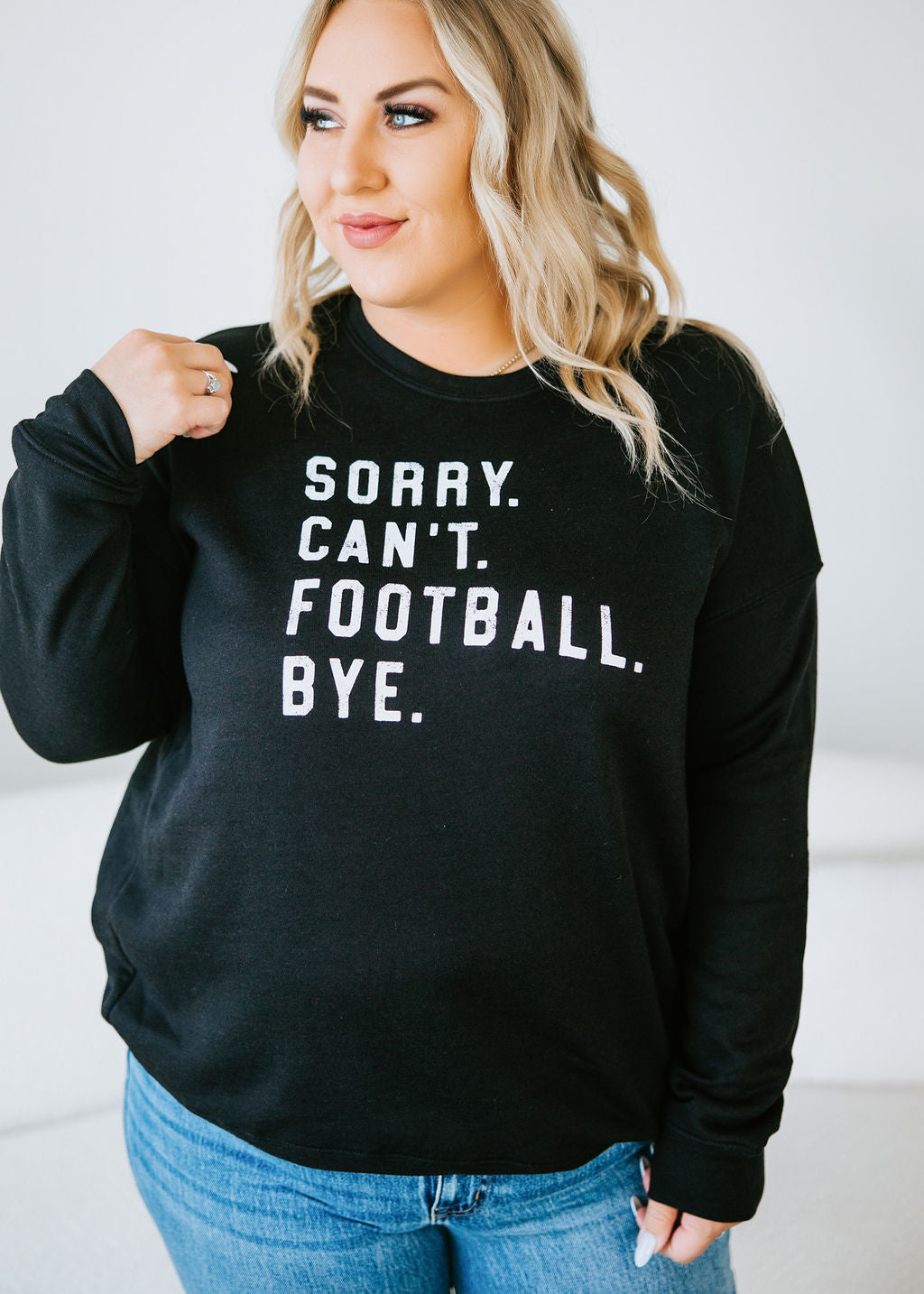 image of Curvy Sorry Can't Graphic Sweatshirt