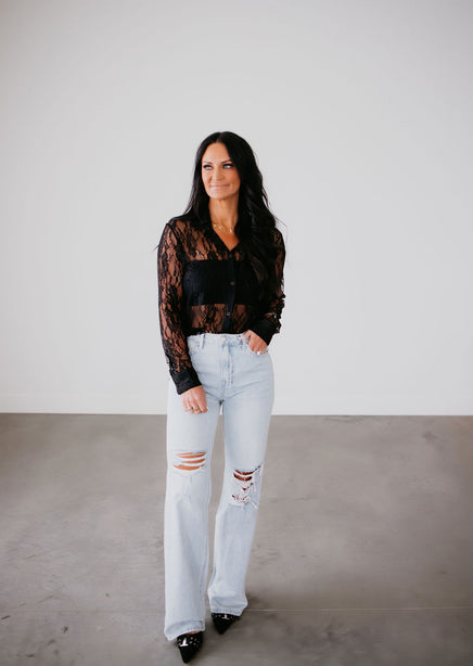 Charlotte Lace Button Up Top