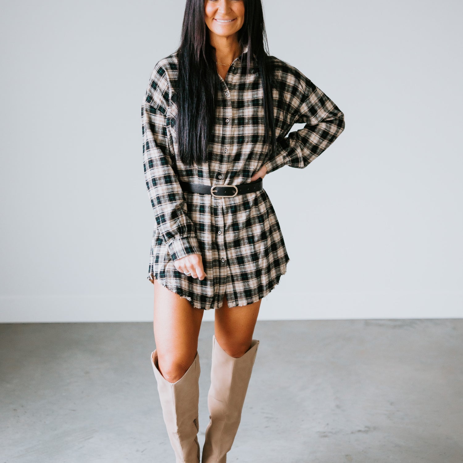 Ellison Plaid Shirt Dress