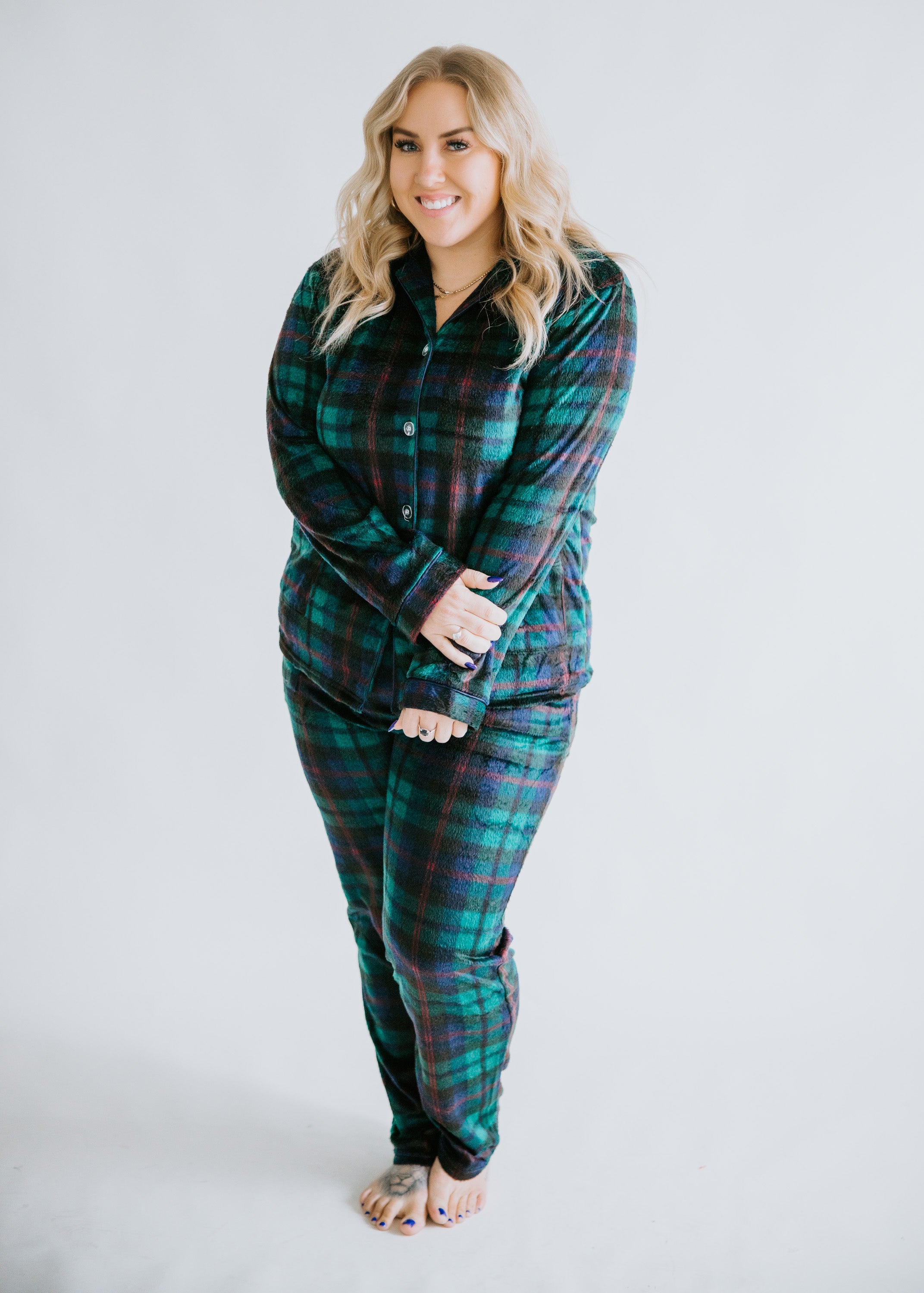 image of Silent Night Plaid Pajama Set