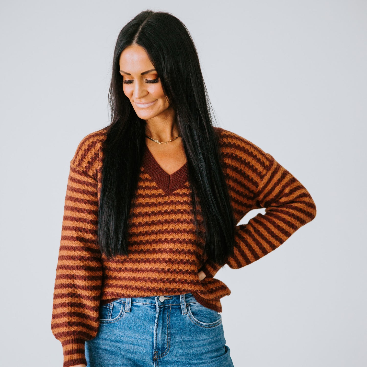 Leighton Stripe V-Neck Sweater