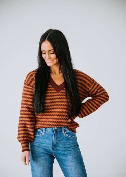 Leighton Stripe V-Neck Sweater