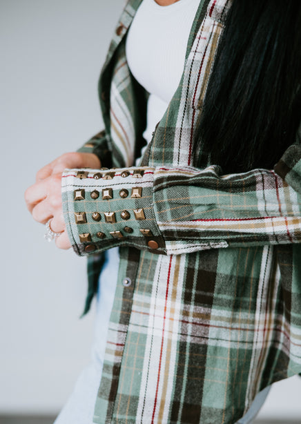 Ellery Studded Plaid Top