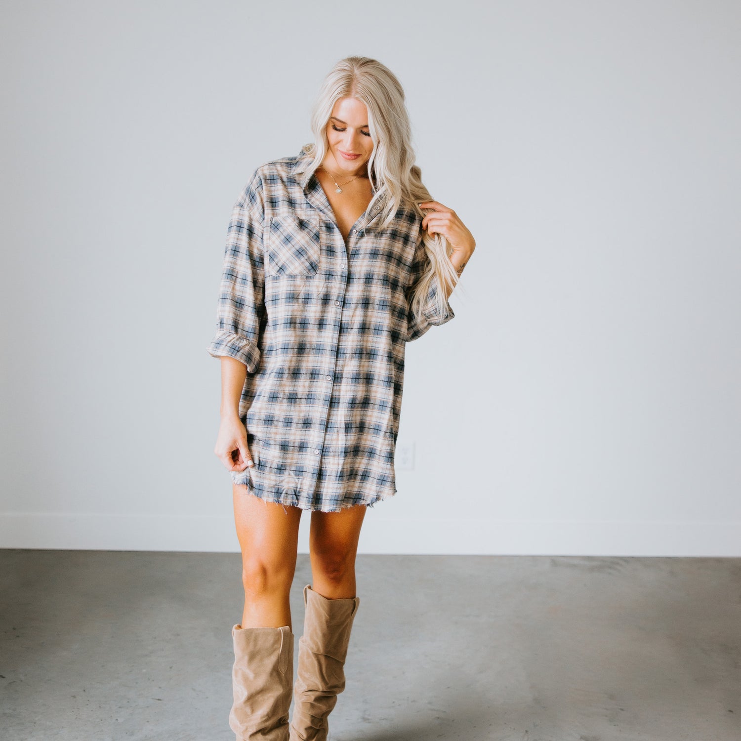 Ellison Plaid Shirt Dress