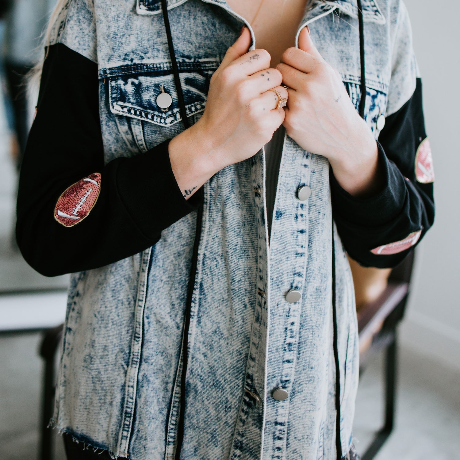 Curvy Game On Denim Jacket