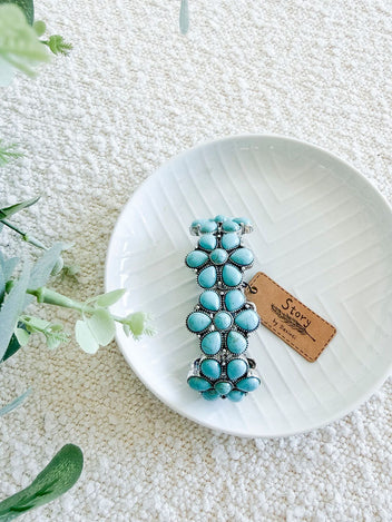 Floral Stone Cuff Bracelet