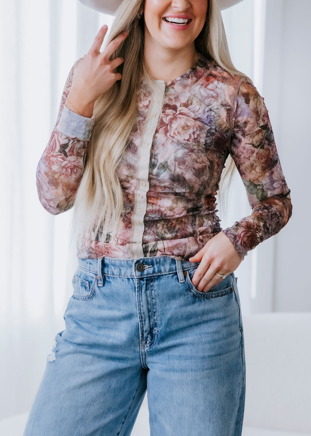 Beverleigh Floral Snap Up Top