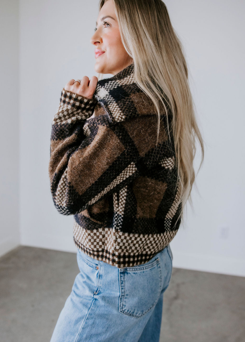 Tobi Checkered Cropped Jacket