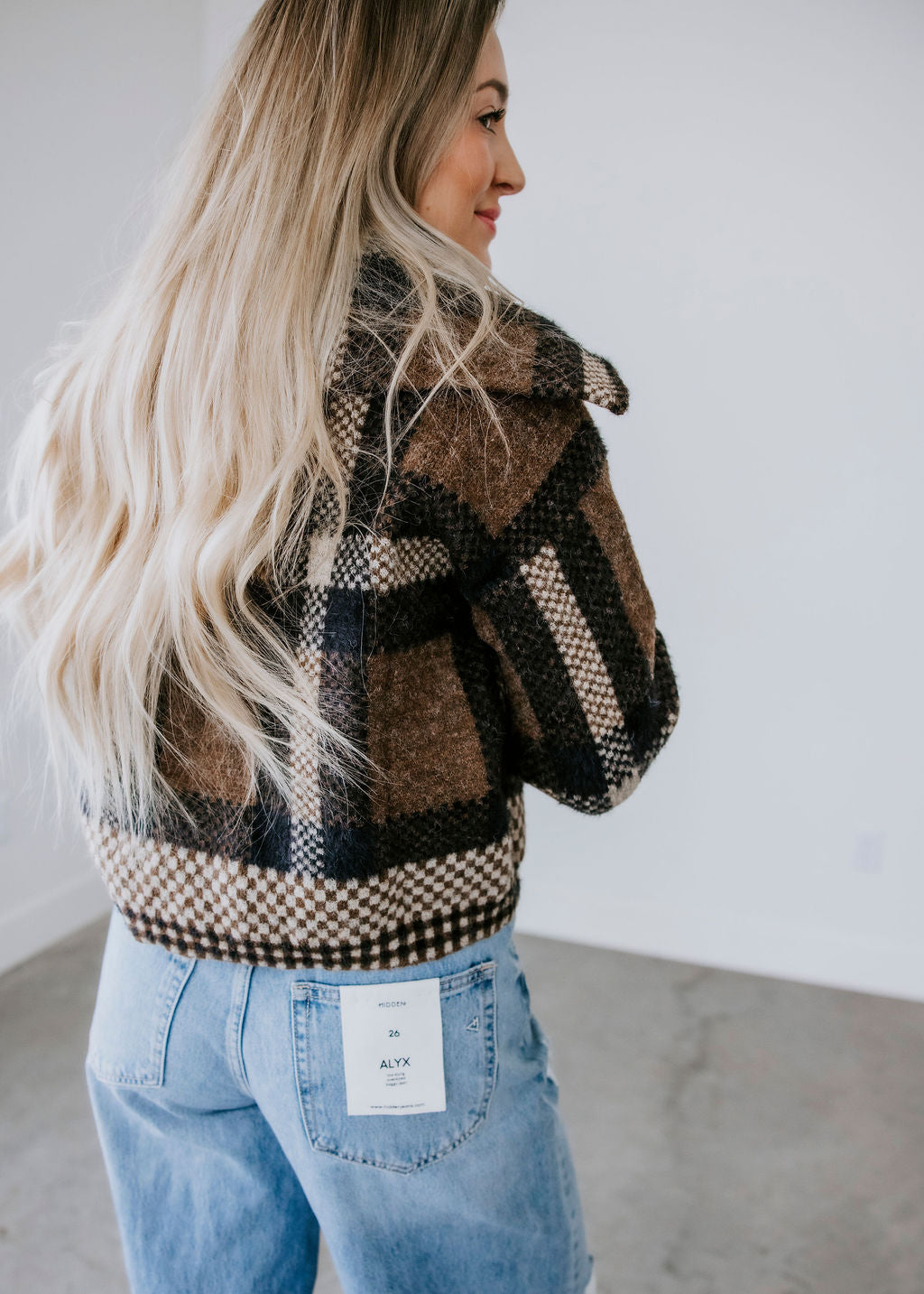 Tobi Checkered Cropped Jacket