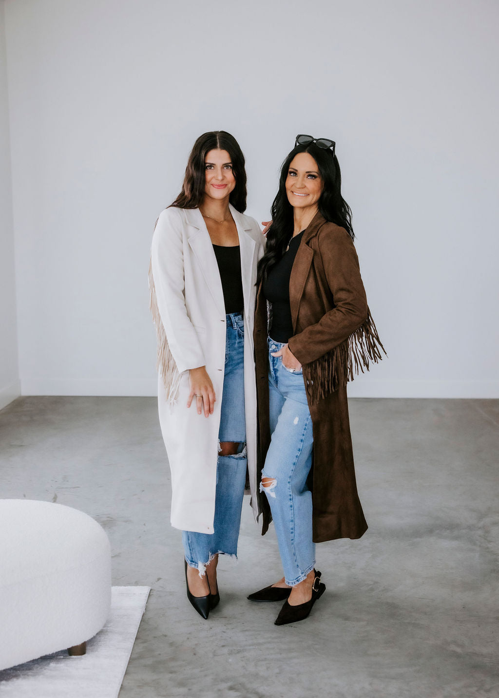 Corben Faux Suede Fringe Long Coat