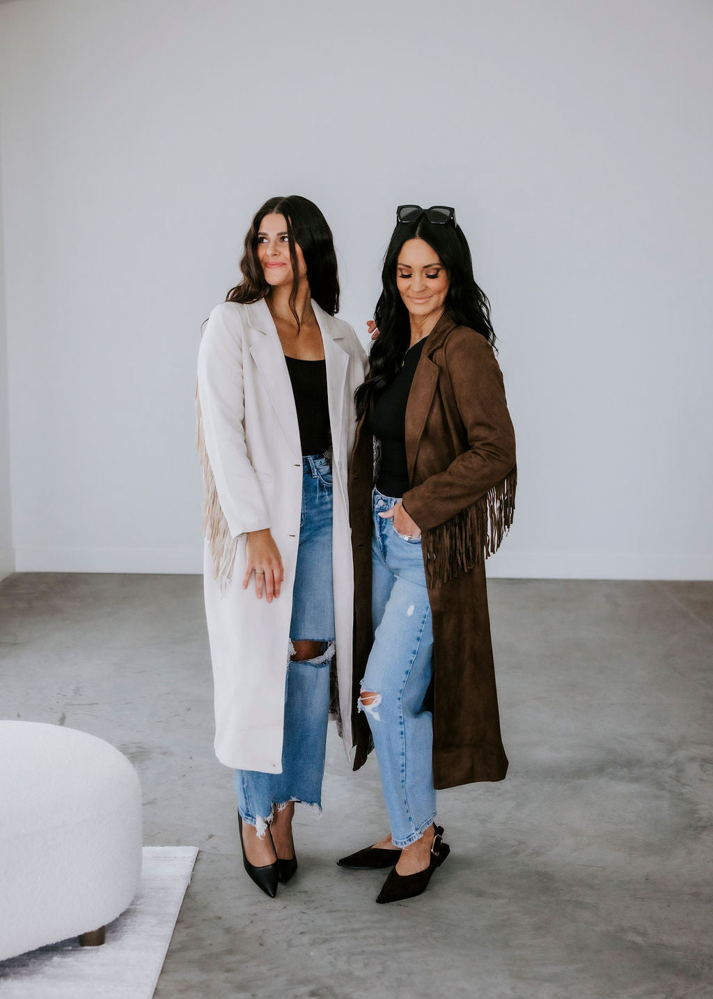 Corben Faux Suede Fringe Long Coat