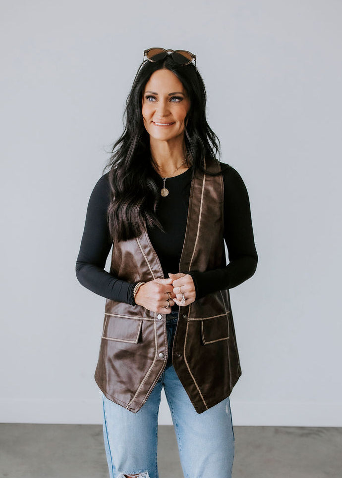 image of Joshua Faux Leather Vest