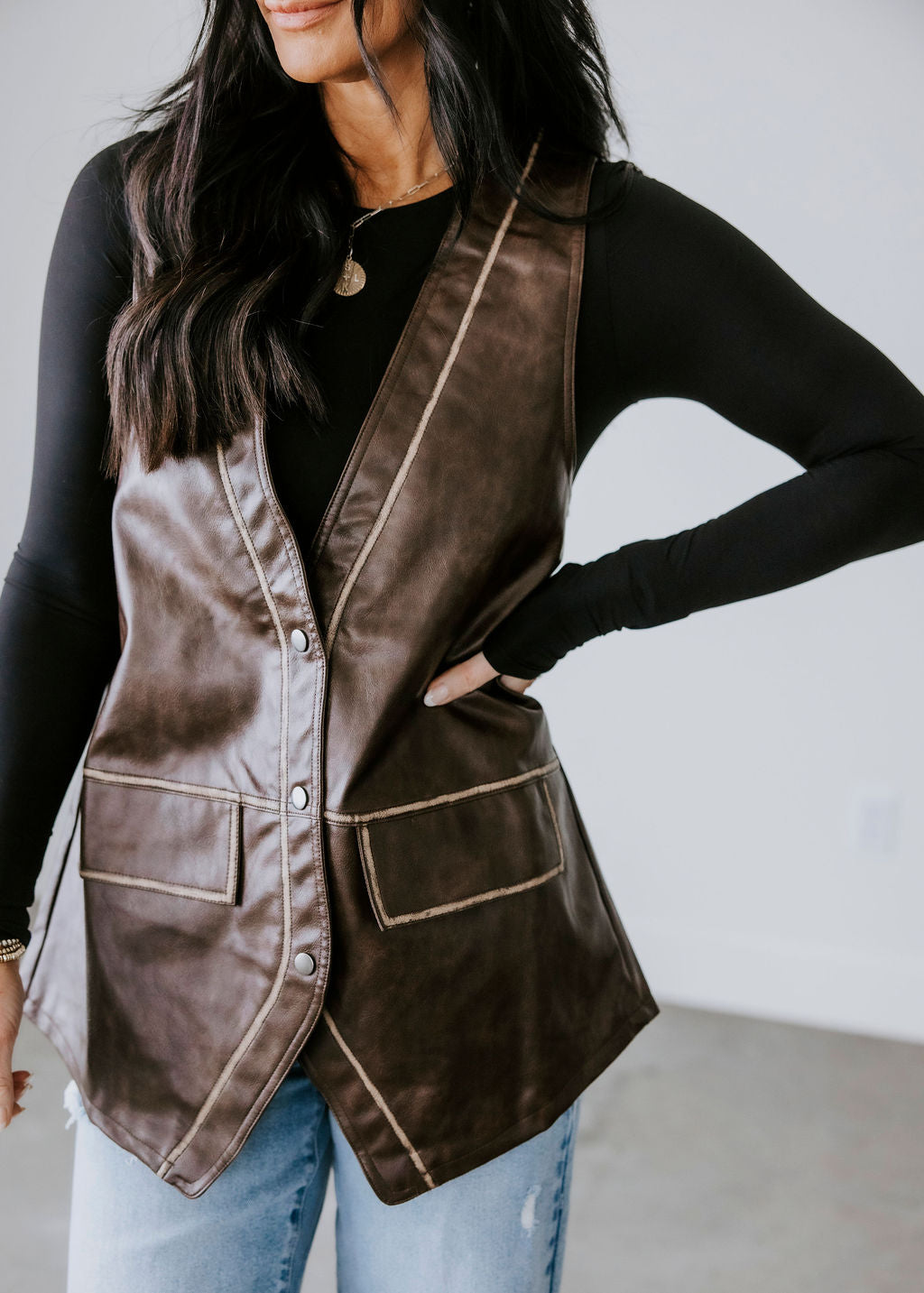 Joshua Faux Leather Vest