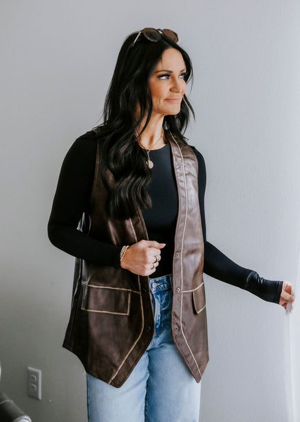 Joshua Faux Leather Vest product view