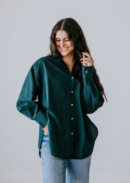 Tori Checkered Button Down Top product view