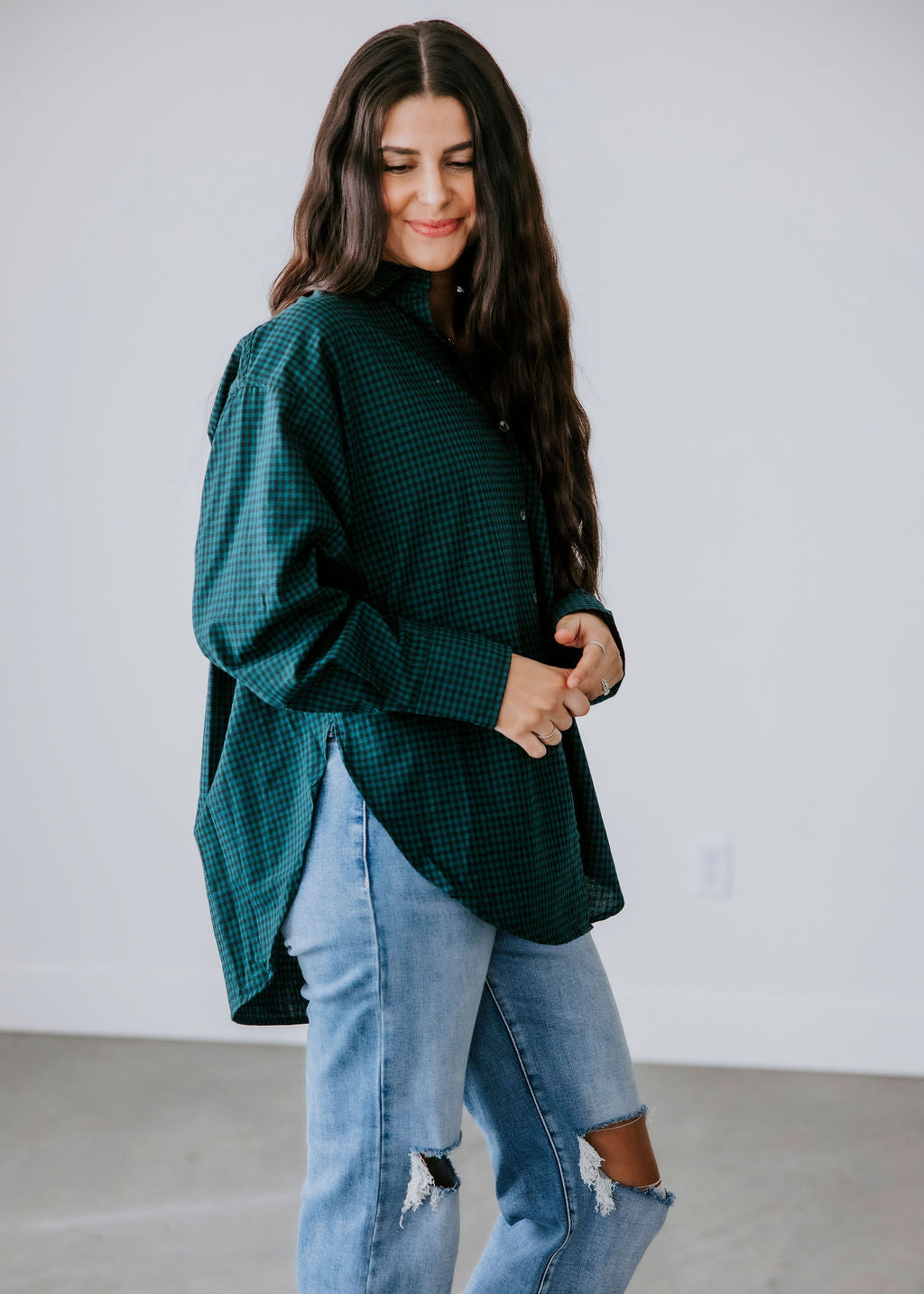 Tori Checkered Button Down Top