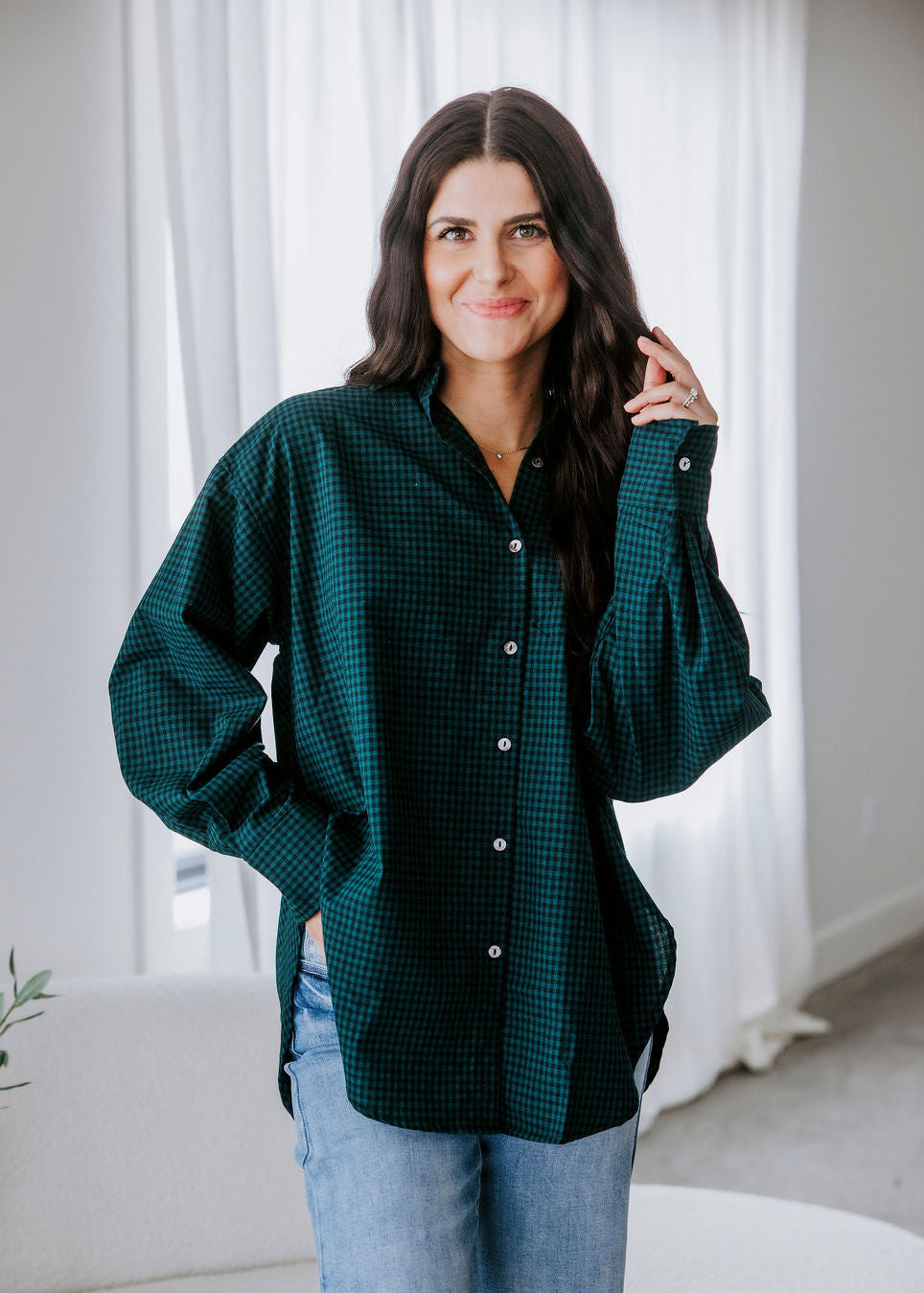 Tori Checkered Button Down Top