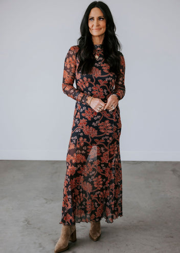 Karolyne Floral Mesh Maxi Dress