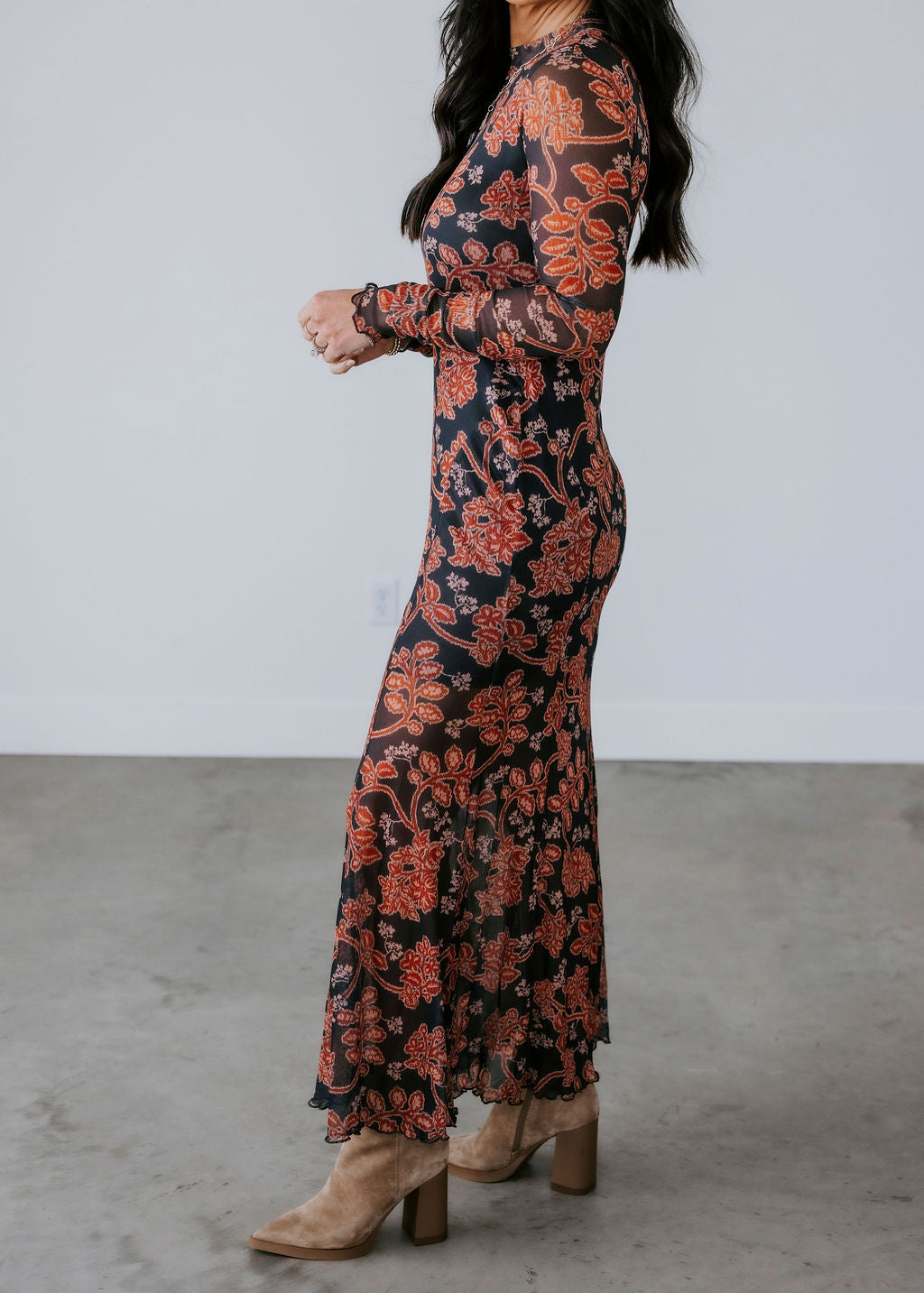 Karolyne Floral Mesh Maxi Dress