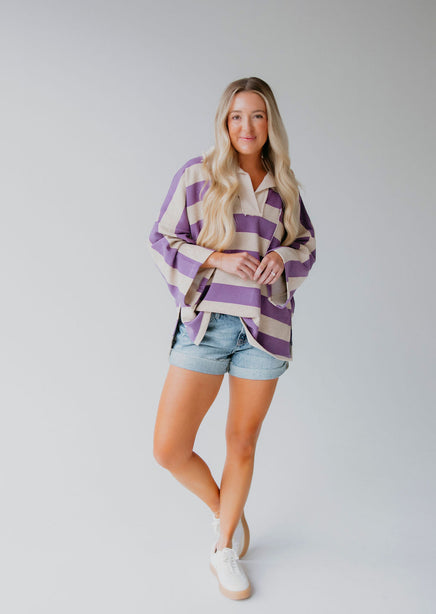 Rorie Striped Polo Pullover product view