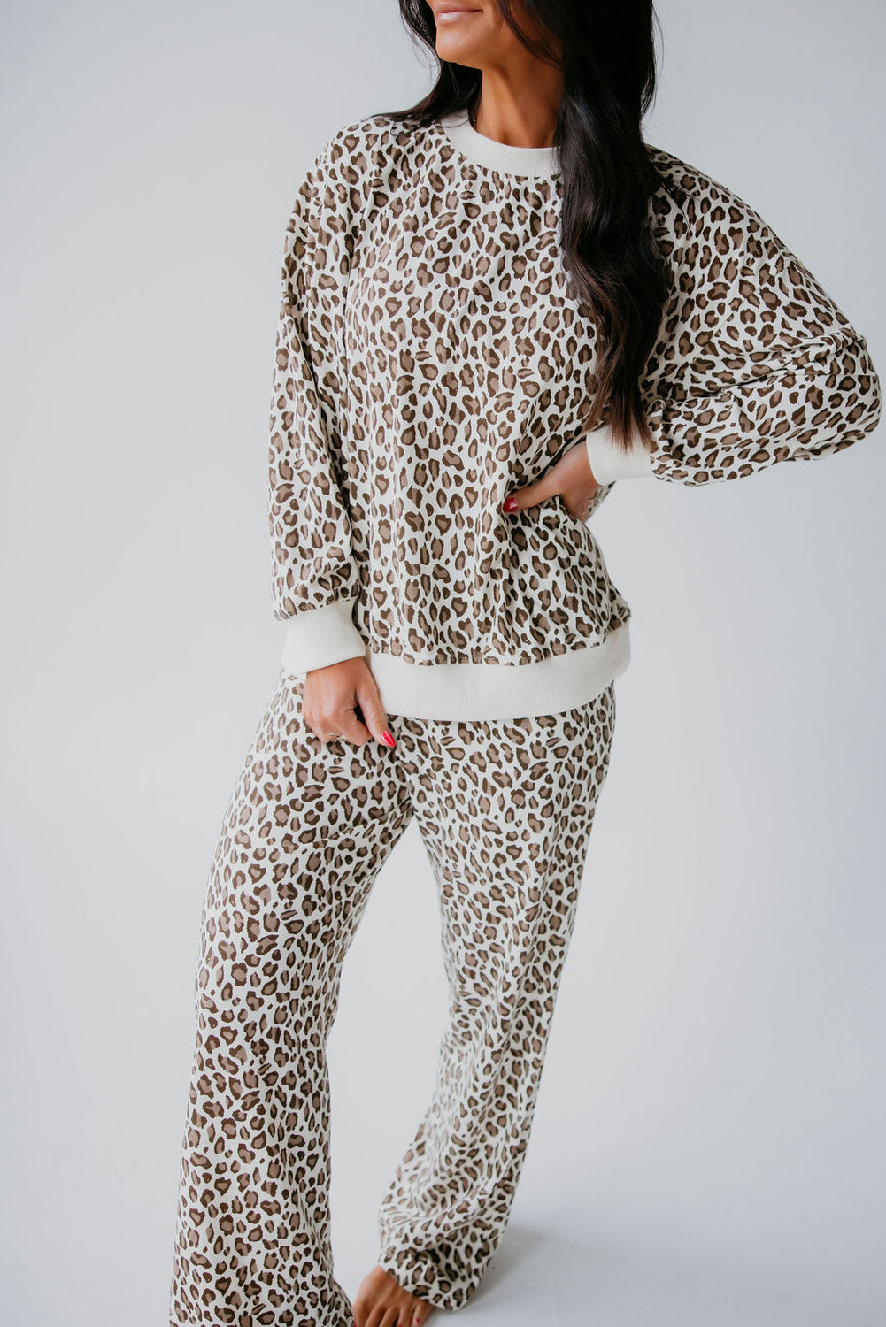 Trista Leopard Sweatpant Set