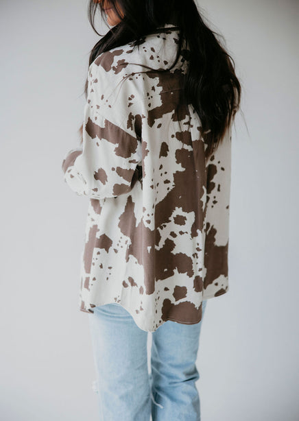 Cow Print Button Down Top