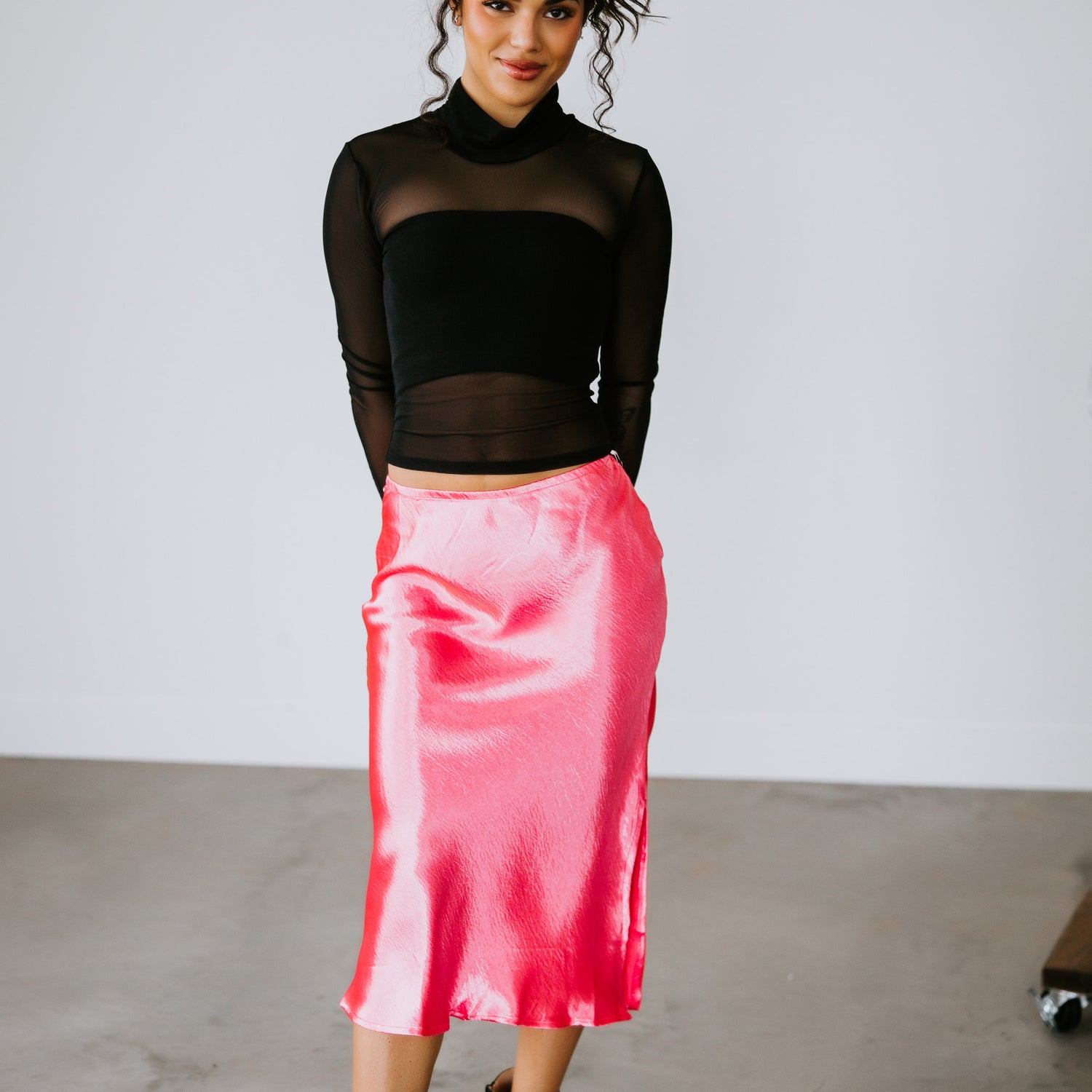 Teyah Satin Midi Skirt