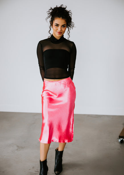 Teyah Satin Midi Skirt