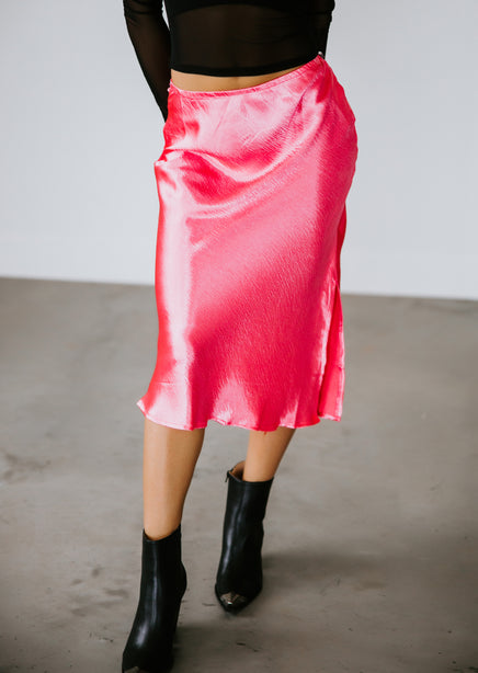 Teyah Satin Midi Skirt