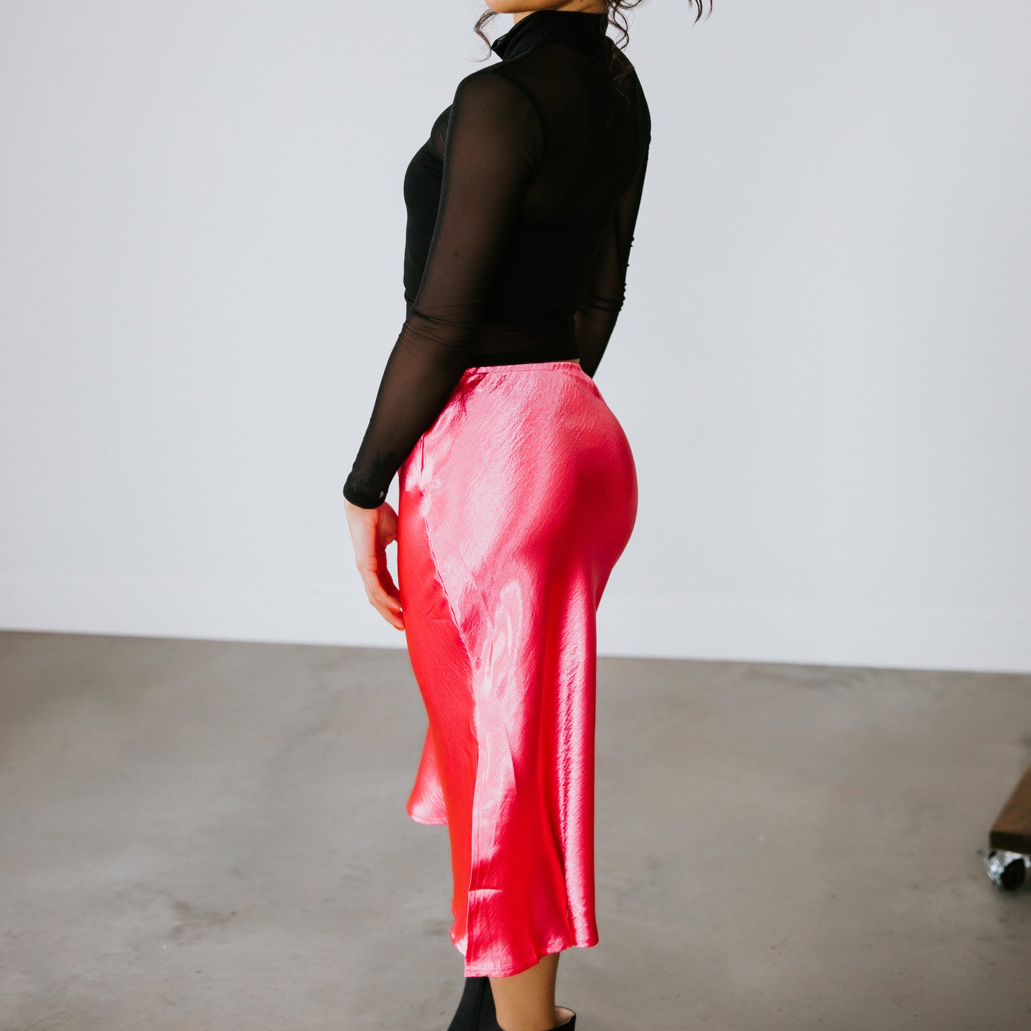 Teyah Satin Midi Skirt