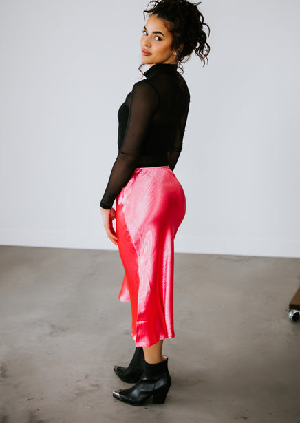 Teyah Satin Midi Skirt