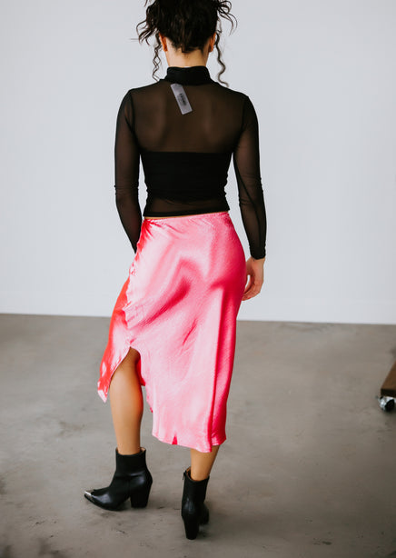 Teyah Satin Midi Skirt