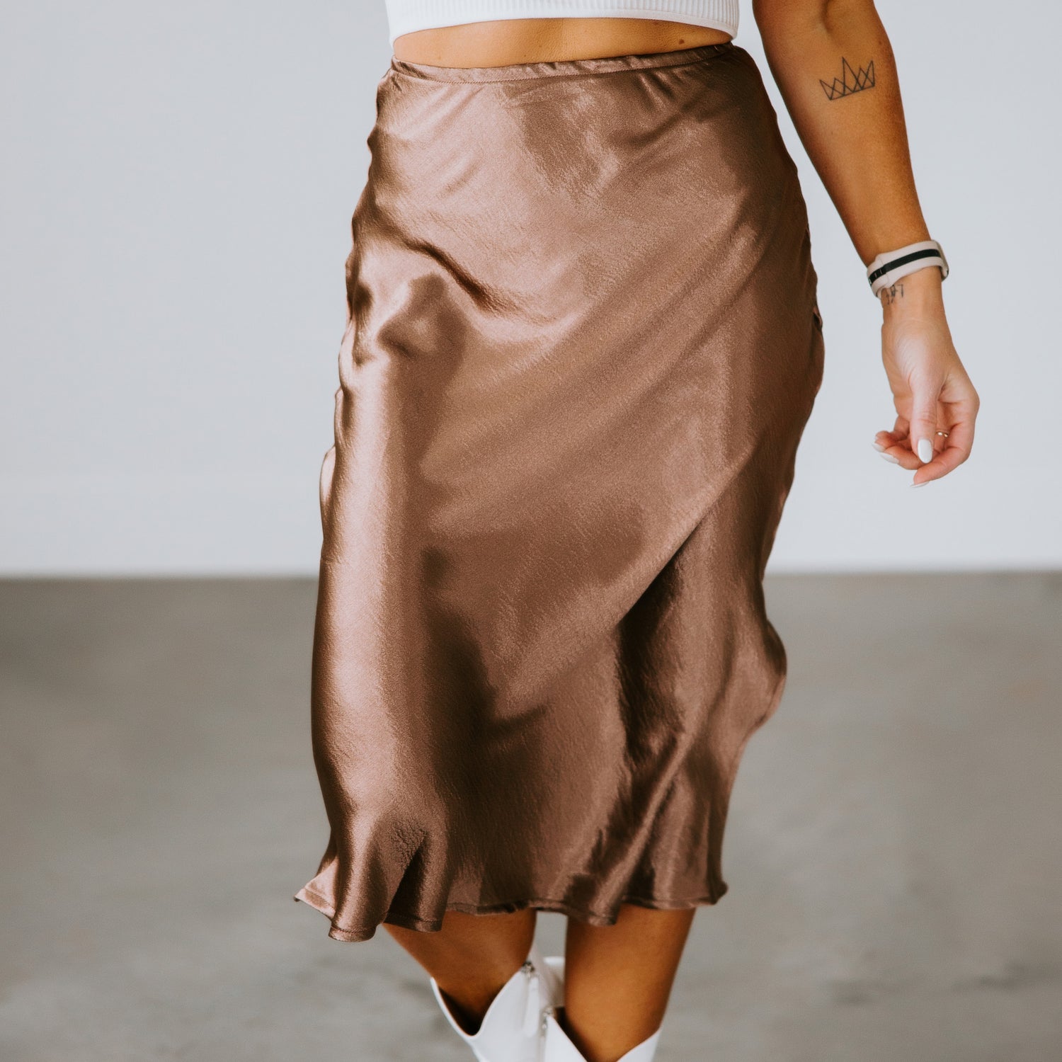 Teyah Satin Midi Skirt