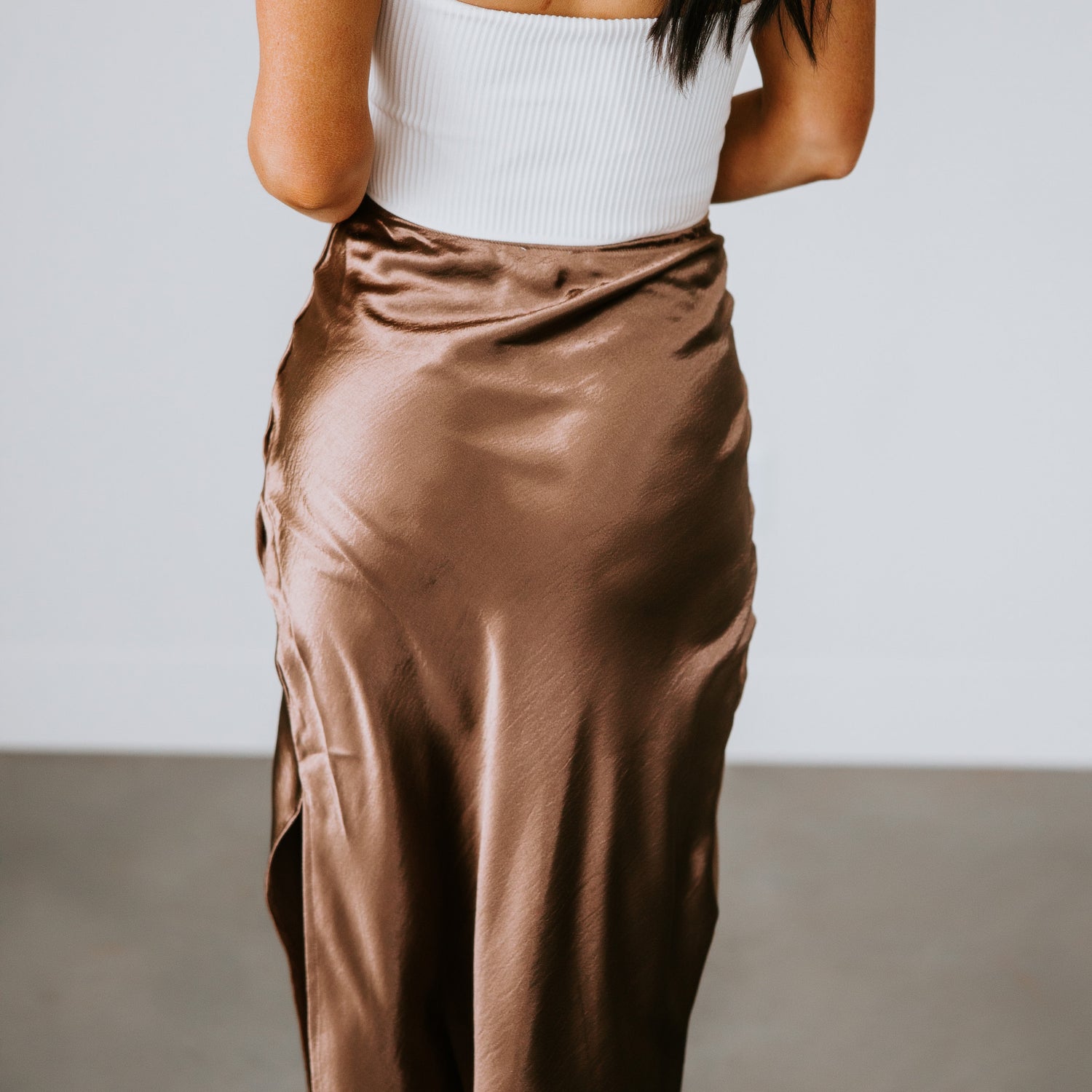 Teyah Satin Midi Skirt