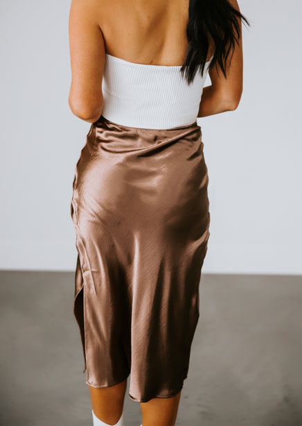 Teyah Satin Midi Skirt