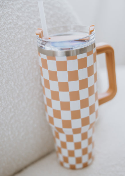 Checkered Stainless Steel Tumbler